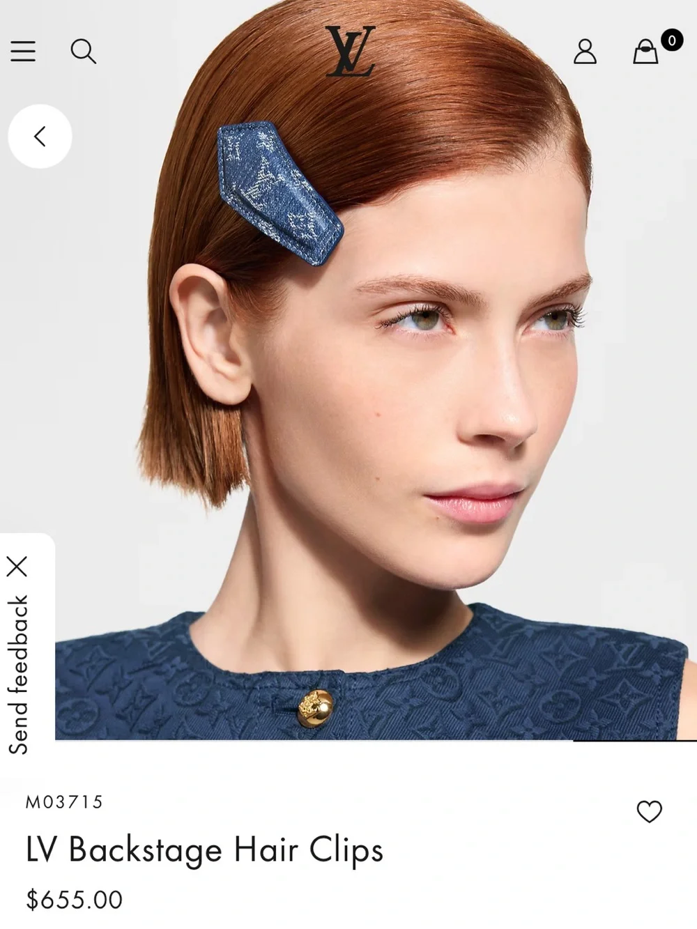 Rare LOUIS VUITTON LV Backstage Denim Monogram Hair Clip Barrette Accessory $655